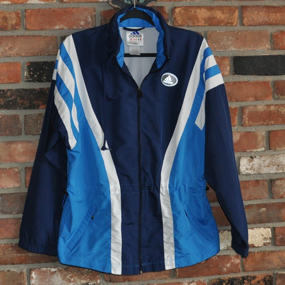 Vintage 90s  Adidas Windbreaker Blue & White Track Jacket